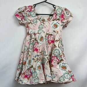 Madison Grace Knit floral pink puff sleeve dress size 2T EUC